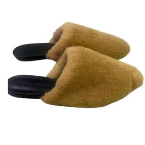 Jenni Kayne Shearling Mules Tan/Black Size 40 EU‎ 9.5/10 NWOB Cozy Slip On Flats